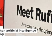 Amazon’s AI shopping assistant, Rufus, on a computer monitor on Dec. 1, 2024, in New York. Company apps, including Rufus, may make it easier to shop, but consumers might balk at giving up too much of the shopping experience. AP Photo/Peter Morgan